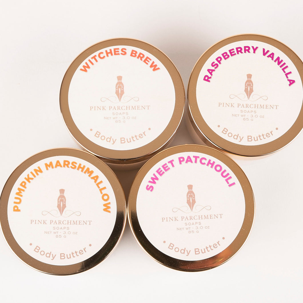 Body Butter - Choose your scent!   - Witches Brew, Raspberry Vanilla, Pumpkin Marshmallow, Sweet Patchouli